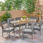 Mason Outdoor 7 Piece Wood and Wicker Dining Set by Christopher Knight Home