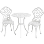 Yaheetech 3-Piece Aluminum Patio Bistro Table Set Antique Chair Sets