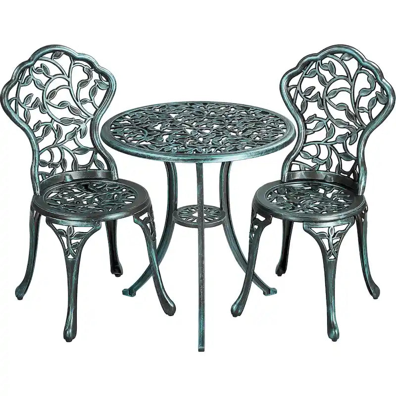 Yaheetech 3-Piece Aluminum Patio Bistro Table Set Antique Chair Sets