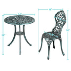 Yaheetech 3-Piece Aluminum Patio Bistro Table Set Antique Chair Sets