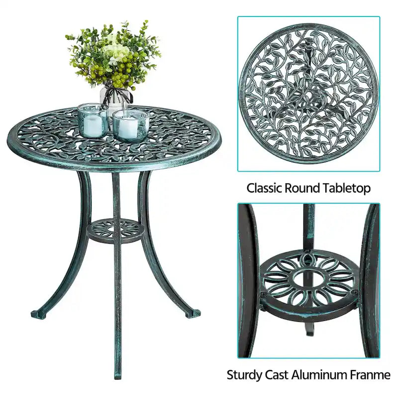 Yaheetech 3-Piece Aluminum Patio Bistro Table Set Antique Chair Sets