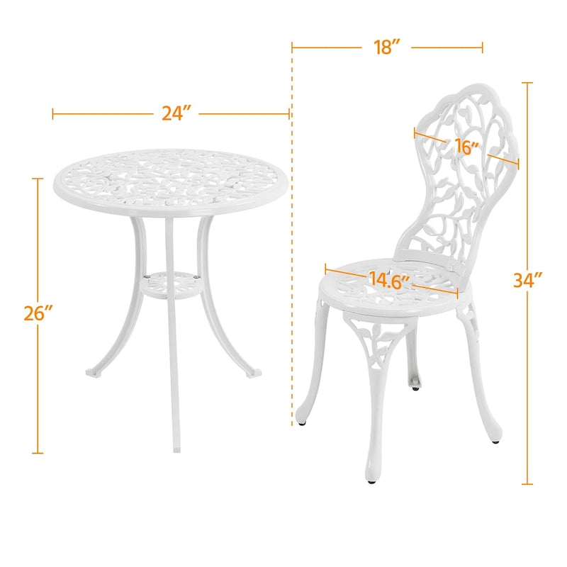 Yaheetech 3-Piece Aluminum Patio Bistro Table Set Antique Chair Sets