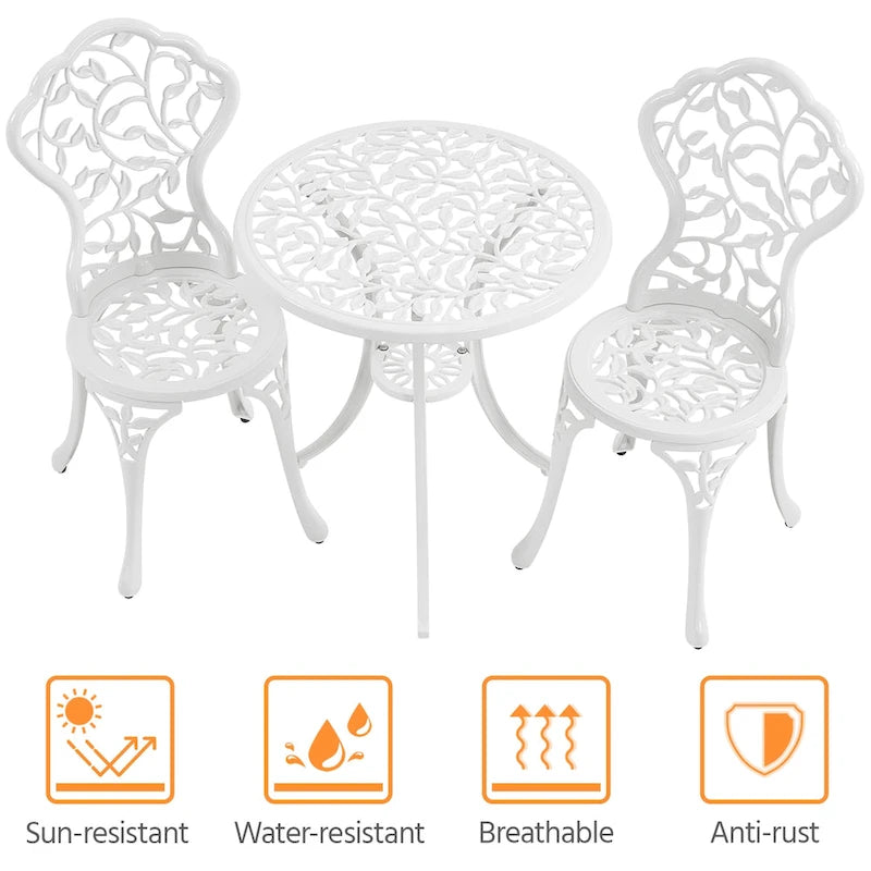 Yaheetech 3-Piece Aluminum Patio Bistro Table Set Antique Chair Sets