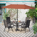 6-piece Patio Dining Set, 1 Square Metal table, 4 Adjustable Folding Chairs and 13ft Umbrella