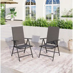6-piece Patio Dining Set, 1 Square Metal table, 4 Adjustable Folding Chairs and 13ft Umbrella
