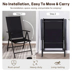 6-piece Patio Dining Set, 1 Square Metal table, 4 Adjustable Folding Chairs and 13ft Umbrella