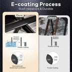 6-piece Patio Dining Set, 1 Square Metal table, 4 Adjustable Folding Chairs and 13ft Umbrella