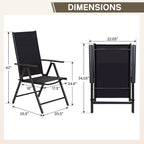 6-piece Patio Dining Set, 1 Square Metal table, 4 Adjustable Folding Chairs and 13ft Umbrella