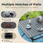 6-piece Patio Dining Set, 1 Square Metal table, 4 Adjustable Folding Chairs and 13ft Umbrella