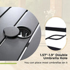 6-piece Patio Dining Set, 1 Square Metal table, 4 Adjustable Folding Chairs and 13ft Umbrella