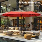 6-piece Patio Dining Set, 1 Square Metal table, 4 Adjustable Folding Chairs and 13ft Umbrella
