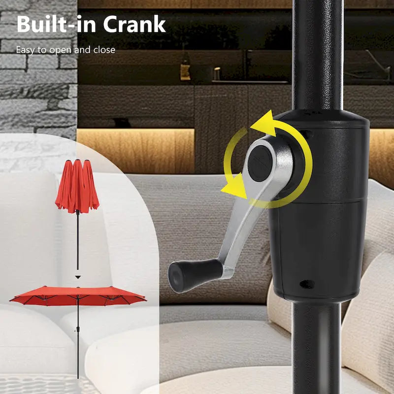 6-piece Patio Dining Set, 1 Square Metal table, 4 Adjustable Folding Chairs and 13ft Umbrella