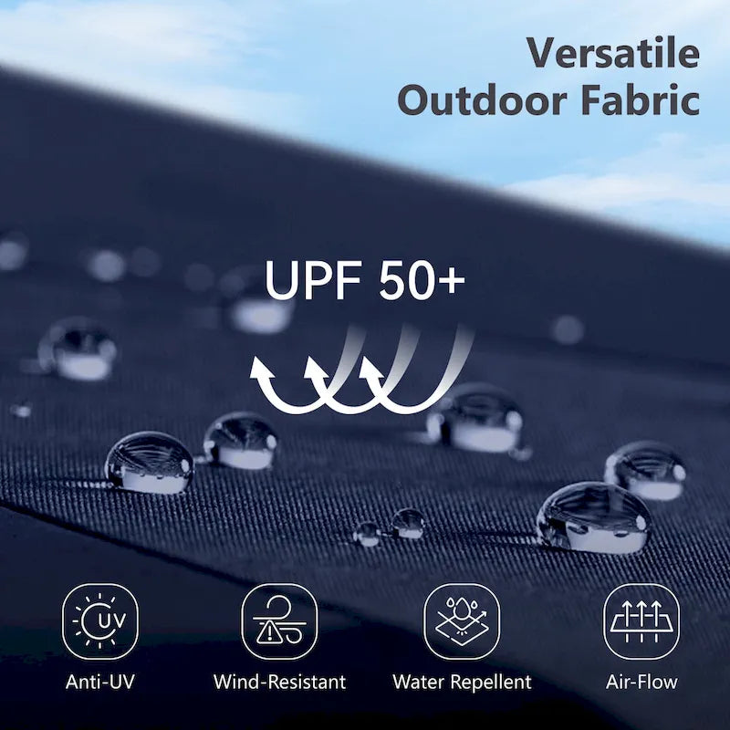 6-piece Patio Dining Set, 1 Square Metal table, 4 Adjustable Folding Chairs and 13ft Umbrella