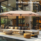 6-piece Patio Dining Set, 1 Square Metal table, 4 Adjustable Folding Chairs and 13ft Umbrella