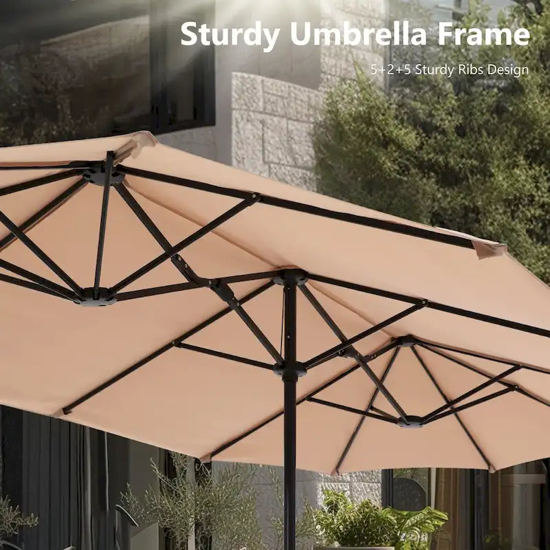6-piece Patio Dining Set, 1 Square Metal table, 4 Adjustable Folding Chairs and 13ft Umbrella