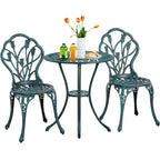 Yaheetech 3 Piece Outdoor Bistro Set with Umbrella Hole Aluminium Table Set