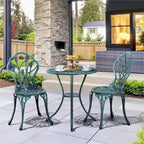 Yaheetech 3 Piece Outdoor Bistro Set with Umbrella Hole Aluminium Table Set