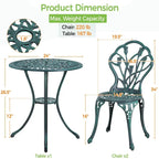 Yaheetech 3 Piece Outdoor Bistro Set with Umbrella Hole Aluminium Table Set