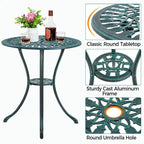 Yaheetech 3 Piece Outdoor Bistro Set with Umbrella Hole Aluminium Table Set