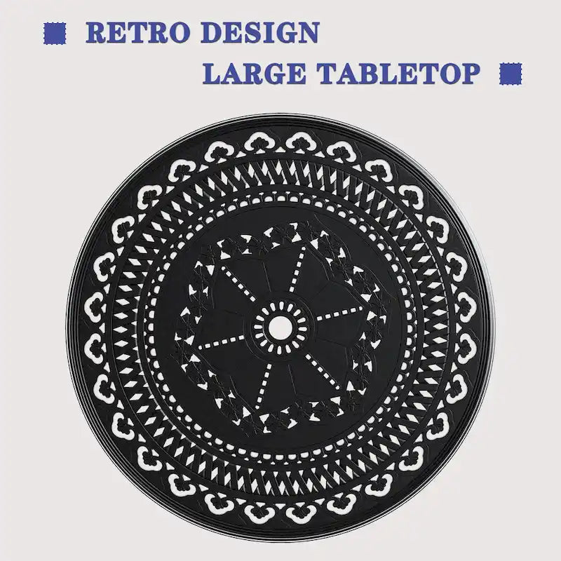 31.5-inch Cast Aluminum Patio Dining Round Table with Umbrella Hole for Balcony, Lawn, Garden, Backyard