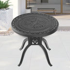 31.5-inch Cast Aluminum Patio Dining Round Table with Umbrella Hole for Balcony, Lawn, Garden, Backyard
