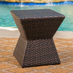 Mansfield Outdoor 3-Piece Square Wicker Chat Set by Christopher Knight Home