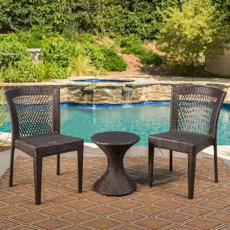 Riggs Outdoor 3-Piece Round Wicker Chat Set by Christopher Knight Home