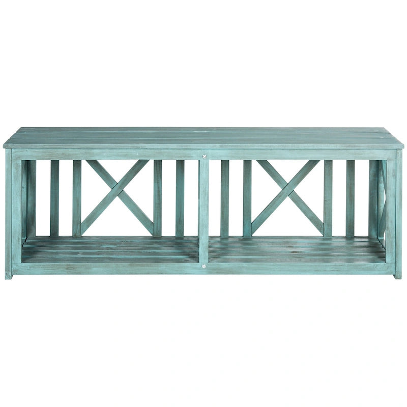 SAFAVIEH Deirdre White / Ash Grey Outdoor Bench - 51Wx14Dx18H