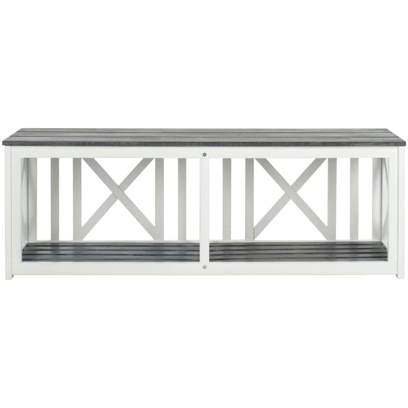 SAFAVIEH Deirdre White / Ash Grey Outdoor Bench - 51Wx14Dx18H