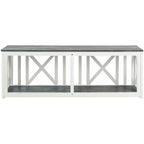 SAFAVIEH Deirdre White / Ash Grey Outdoor Bench - 51Wx14Dx18H
