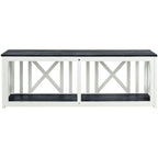 SAFAVIEH Deirdre White / Ash Grey Outdoor Bench - 51Wx14Dx18H