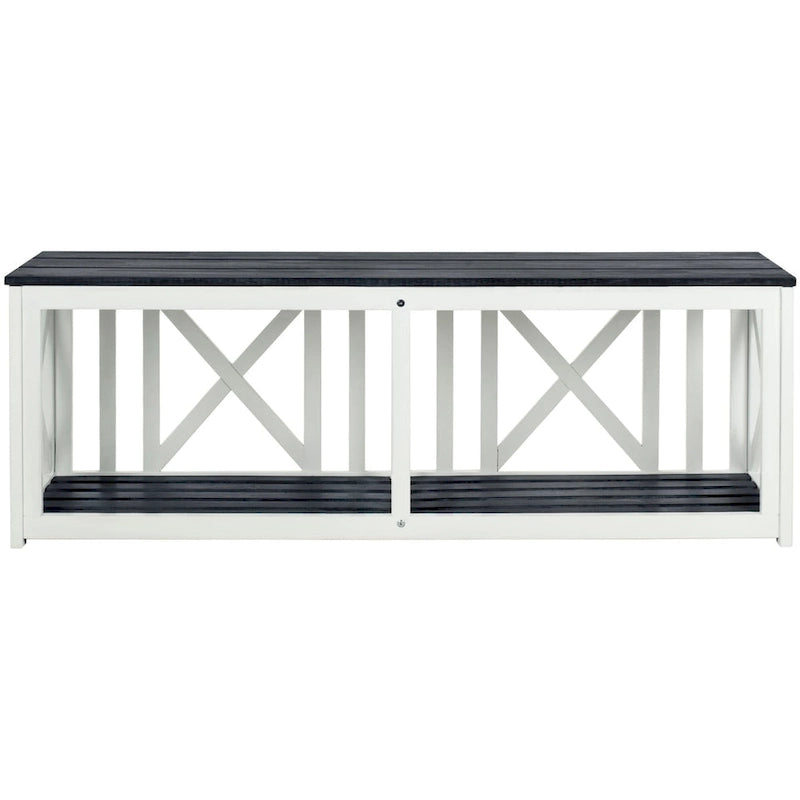 SAFAVIEH Deirdre White / Ash Grey Outdoor Bench - 51Wx14Dx18H