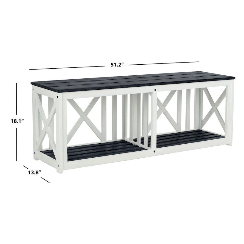 SAFAVIEH Deirdre White / Ash Grey Outdoor Bench - 51Wx14Dx18H