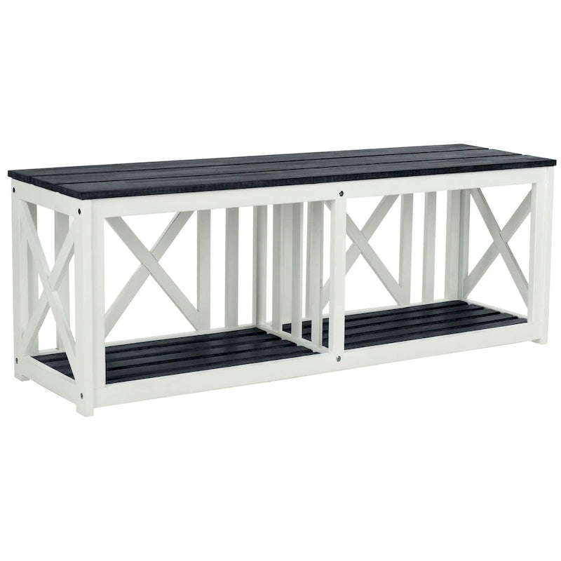 SAFAVIEH Deirdre White / Ash Grey Outdoor Bench - 51Wx14Dx18H