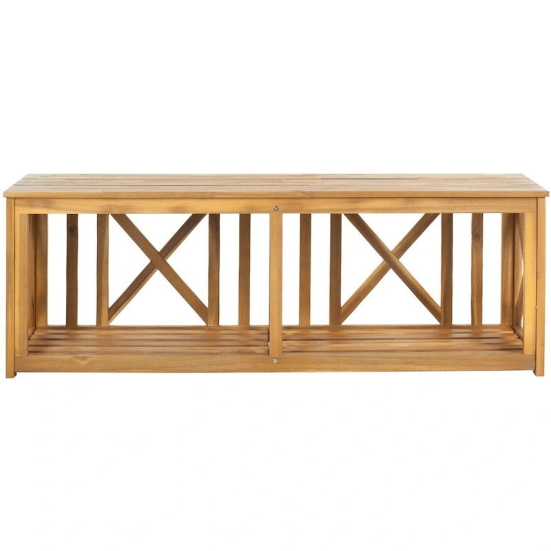 SAFAVIEH Deirdre White / Ash Grey Outdoor Bench - 51Wx14Dx18H
