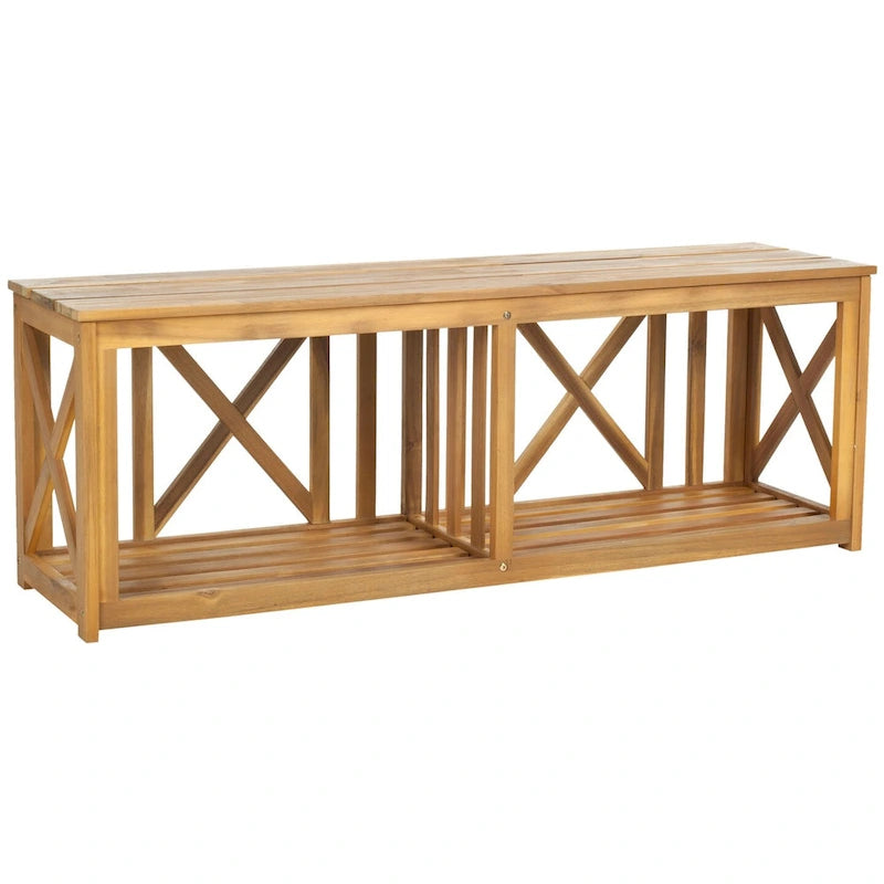SAFAVIEH Deirdre White / Ash Grey Outdoor Bench - 51Wx14Dx18H
