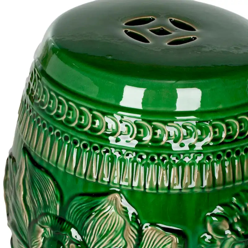SAFAVIEH Paradise Ethyl Dragon Jade Green Ceramic Decorative Garden Stool