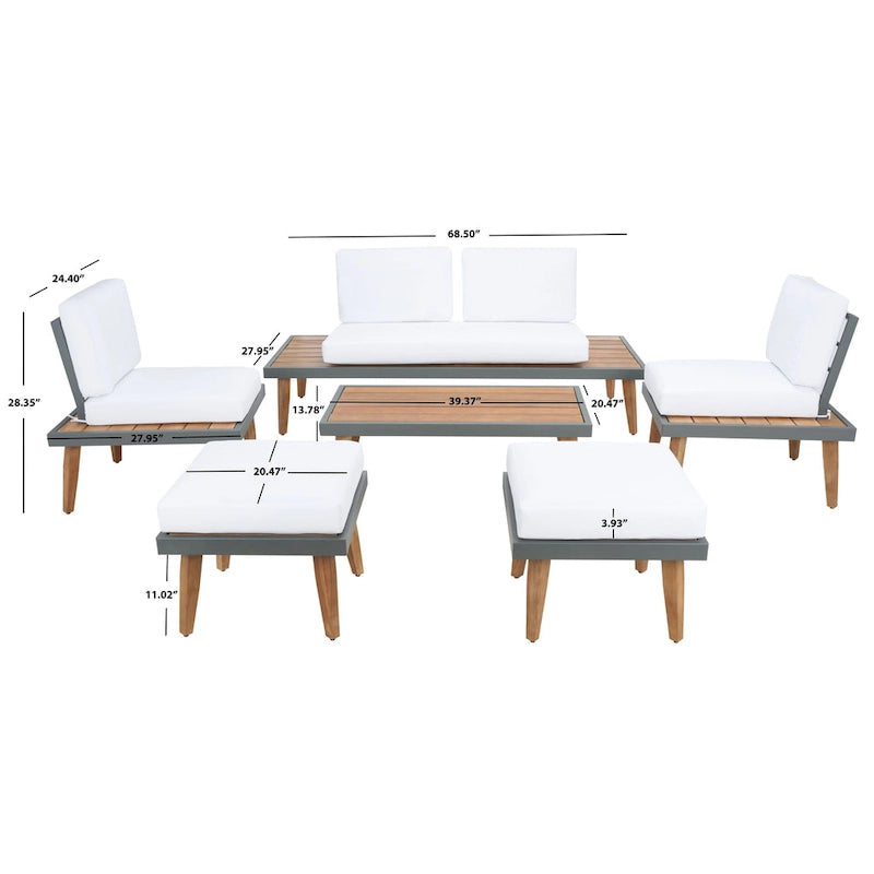 SAFAVIEH Svatava 6-Piece Outdoor Patio Set - 69Wx28Dx28H