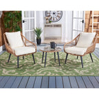 SAFAVIEH Outdoor Scarlet Natural/ Beige 3-Piece Lounger Set - 31Wx34Dx33H