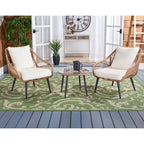 SAFAVIEH Outdoor Scarlet Natural/ Beige 3-Piece Lounger Set - 31Wx34Dx33H