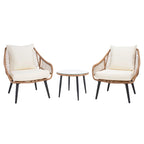 SAFAVIEH Outdoor Scarlet Natural/ Beige 3-Piece Lounger Set - 31Wx34Dx33H