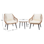 SAFAVIEH Outdoor Scarlet Natural/ Beige 3-Piece Lounger Set - 31Wx34Dx33H