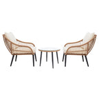 SAFAVIEH Outdoor Scarlet Natural/ Beige 3-Piece Lounger Set - 31Wx34Dx33H