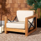 SAFAVIEH Couture Dorthy Beige Teak Outdoor Patio Chair - 32 W x 37 D x 29 H - 32W x 37D x 29H