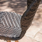 Laryn Outdoor Wicker Wood Barstool (Set of 2) by Christopher Knight Home