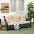 Outsunny 3-Seater Outdoor Sofa with 4 Thick Padded Cushions, PE Rattan Patio Outdoor Couch with Curved Armrests for Sunroom