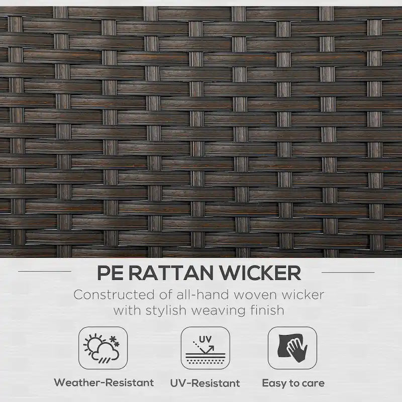 Outsunny 3-Seater Outdoor Sofa with 4 Thick Padded Cushions, PE Rattan Patio Outdoor Couch with Curved Armrests for Sunroom