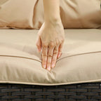 Outsunny 3-Seater Outdoor Sofa with 4 Thick Padded Cushions, PE Rattan Patio Outdoor Couch with Curved Armrests for Sunroom