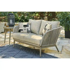 Signature Design by Ashley Swiss Valley Brown/Beige Outdoor Loveseat with Cushion - 53W x 33D x 28H