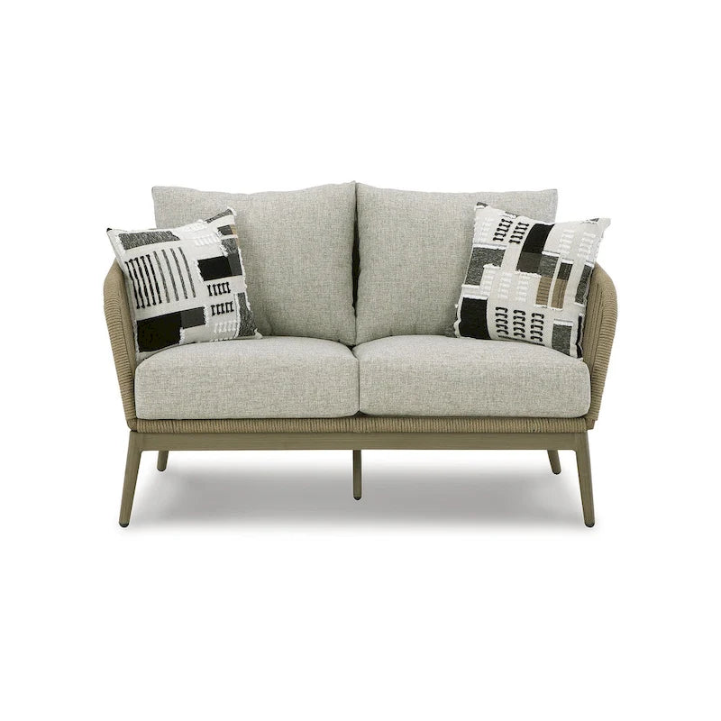 Signature Design by Ashley Swiss Valley Brown/Beige Outdoor Loveseat with Cushion - 53W x 33D x 28H